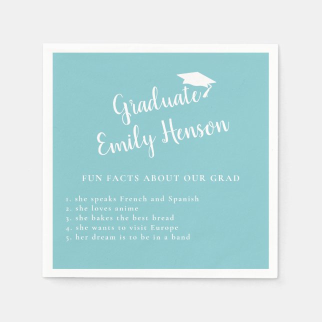 Serviette En Papier Fun Fact sur Graduate Mint Blue Graduate (Devant)