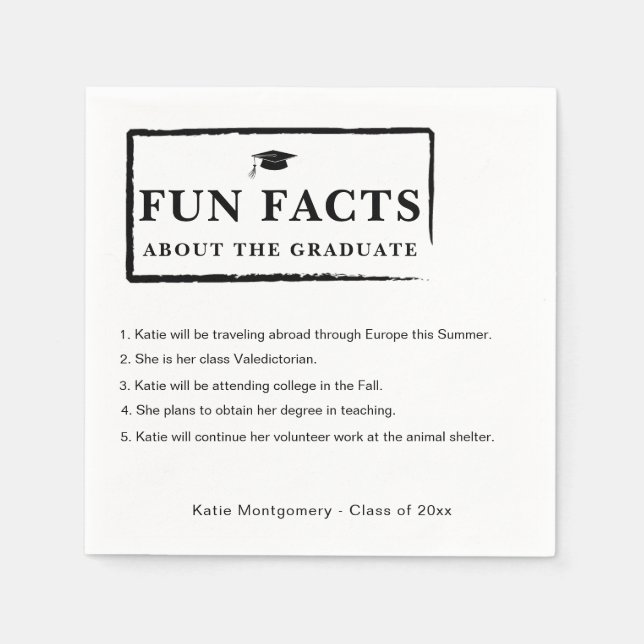 Serviette En Papier Fun Facts About the Graduate Paper Napkins (Devant)