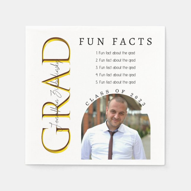 Serviette En Papier Fun Facts Arched Photo Graduation (Devant)