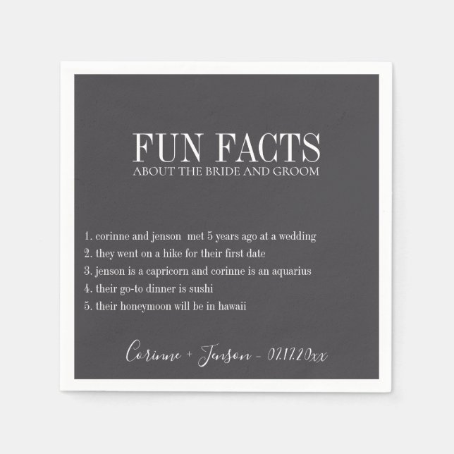 Serviette En Papier Fun Facts Black Onyx Personnalisé (Devant)