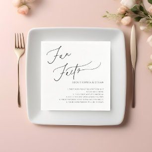 Serviette En Papier Fun Facts Calligraphie Mariage Blanc