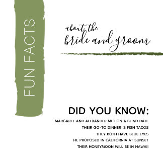 Serviette En Papier Fun Facts Couple Moderne Mariage Vert Papier Napki