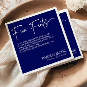 Serviette En Papier Fun Facts Dark Navy White Classic Minimal Mariage