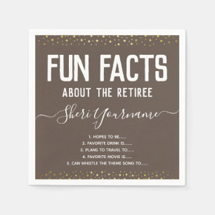 Serviette En Papier Fun Facts de la partie de retraite Unisex Gold Nap