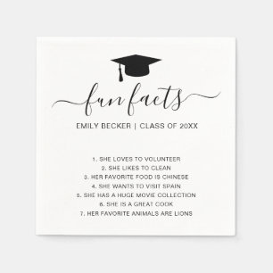 Serviette En Papier Fun Facts Diplômé Noir Blanc Élégant Graduation