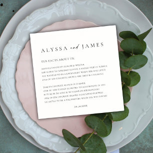 Serviette En Papier Fun Facts Élégant Mariage noir & blanc