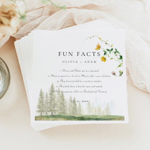 Serviette En Papier Fun Facts Forest Rustic Boho Fleur sauvage Mariage
