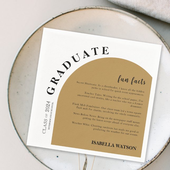 Serviette En Papier Fun Facts Gold Arch Graduation Party (Fun Facts Gold Arch Graduation Party Napkins)