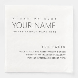Serviette En Papier Fun Facts Graduation Moderne Simple Personnalisé