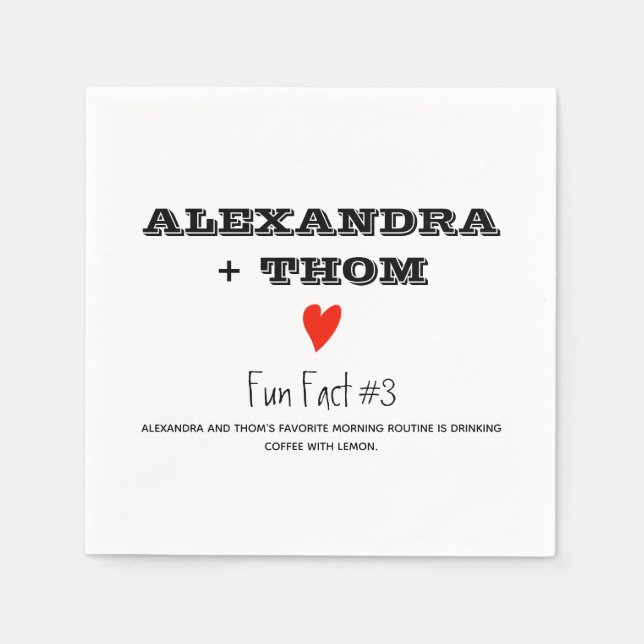 Serviette En Papier Fun Facts Mariage Napkins (Devant)