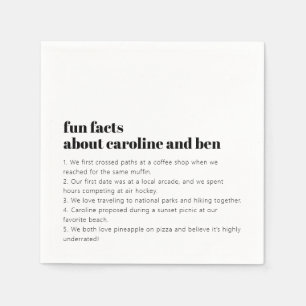 Serviette En Papier Fun Facts Personnalisé Mariage de la mariée Black 