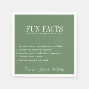 Serviette En Papier Fun Facts Sage Green Personnalisé