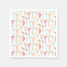 Serviette En Papier Fun Hand Drawn Cocktail Motif de mariage