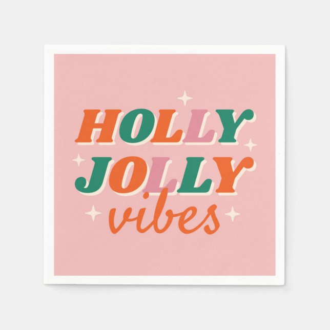 Serviette En Papier Fun Holly Jolly Vibes Design de Noël (Devant)