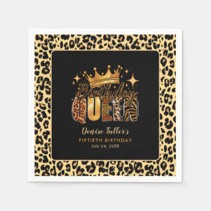 Serviette En Papier Fun Leopard Anniversaire Reine Cinquante Anniversa