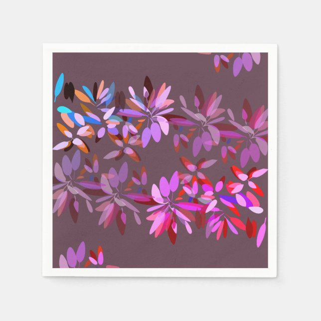Serviette En Papier Fun moderne rose et violet Stylisé Floral Party (Devant)