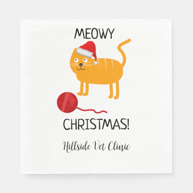 Serviette En Papier Fun Orange Chat Meowy Noël Party Napkin (Devant)