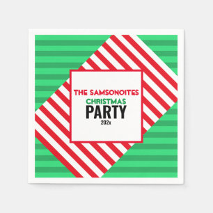 Serviette En Papier Fun Red & Green Christmas Party Custom Napkin