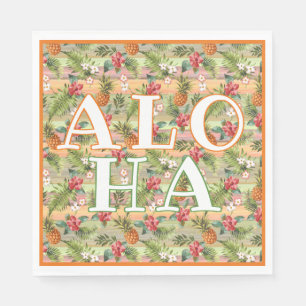 Serviette En Papier Fun Tropical Pineappy Fruit Floral Stripe Motif