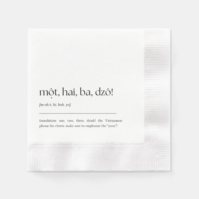 Serviette En Papier Fun Vietnamien Drinking Phrase Cocktail Napkin 02 (Devant)