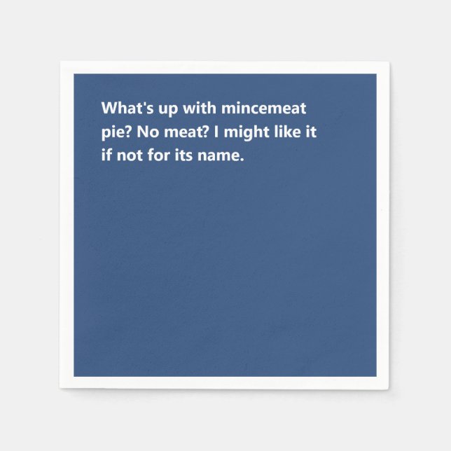 Serviette En Papier Funky Christmas Pie Poem Bold Blue (Devant)