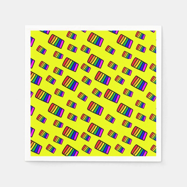 Serviette En Papier Funky Neon Motif arc-en-ciel (Devant)