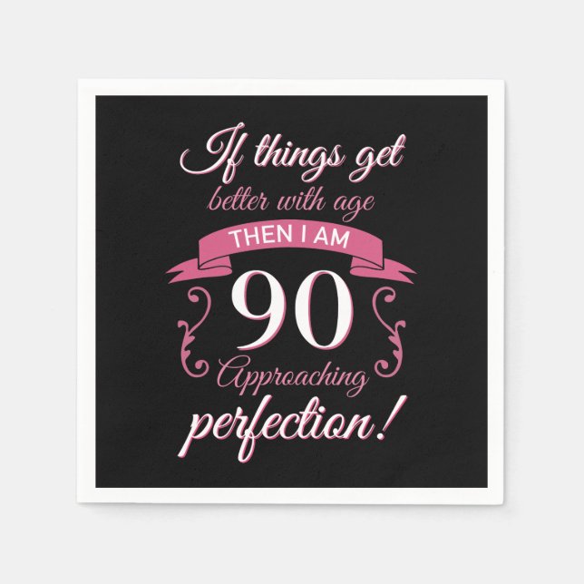 Serviette En Papier Funny 90e anniversaire 'Perfection' (Devant)