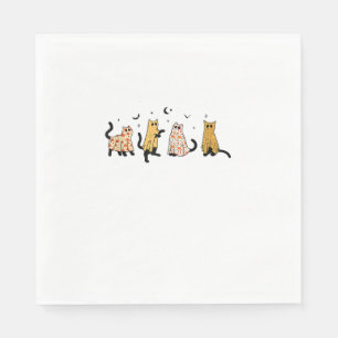 Serviette En Papier Funny Black Cats Ghost Halloween Motif Amoureux de