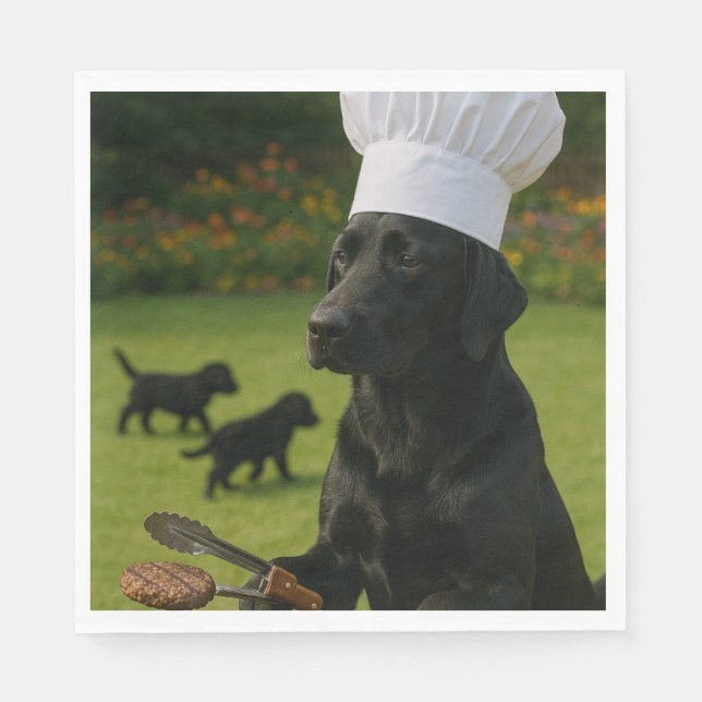 Serviette En Papier Funny Black Labrador BBQ ChefSummer Dinner (Devant)