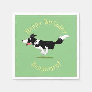 Serviette En Papier Funny Border Collie chien en course dessin animé