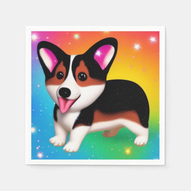Serviette En Papier Funny Corgi Puppy Dog   (Devant)