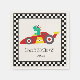 Serviette En Papier Funny Dinosaur Anniversaire voiture de course garç