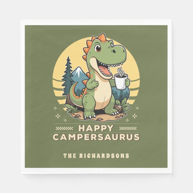 Serviette En Papier Funny Dinosaur Camper extérieur Camping sur mesure (Devant)