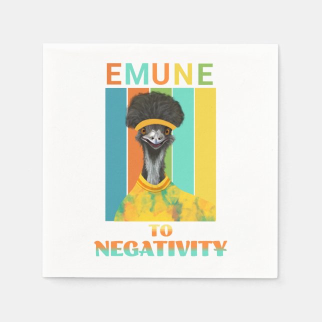 Serviette En Papier Funny Emu Pun - Emune to Négativité (Devant)