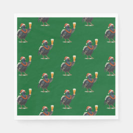 Serviette En Papier Funny Festive Grouse with Beer Christmas Napkins