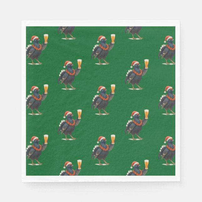 Serviette En Papier Funny Festive Grouse with Beer Christmas Napkins (Devant)