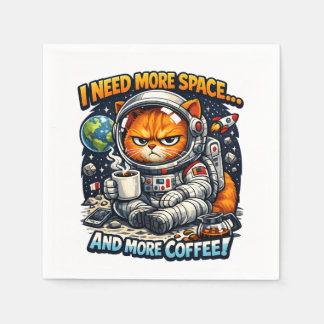 Serviette En Papier  Funny Grumpy Cat, Need More Space And More Coffee