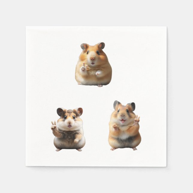 Serviette En Papier Funny Hamster Meme Peace Sign (Devant)