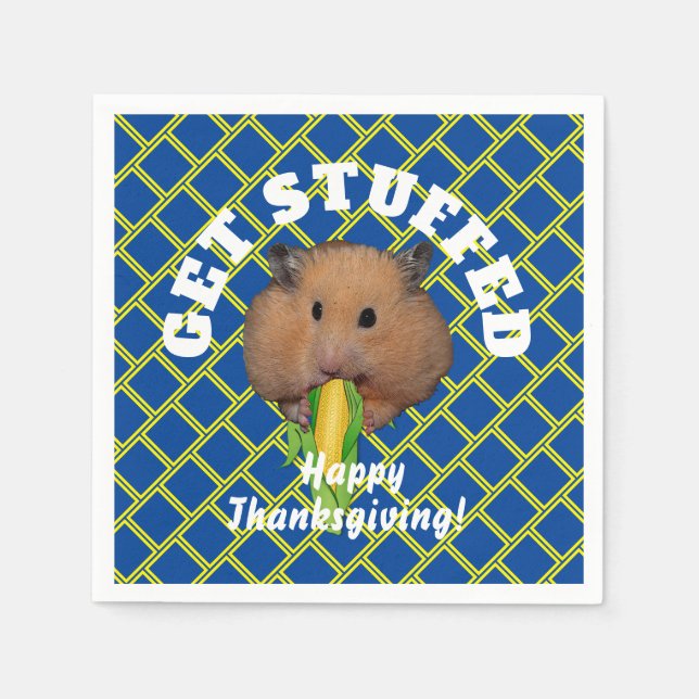 Serviette En Papier Funny Hamster Thanksgiving (Devant)