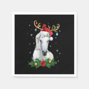 Serviette En Papier Funny Horse Reindeer Antlers Lumières Ornement Chr