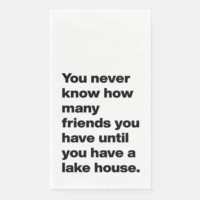 Serviette En Papier Funny Lake House Friends Citation Typographie blan (Devant)