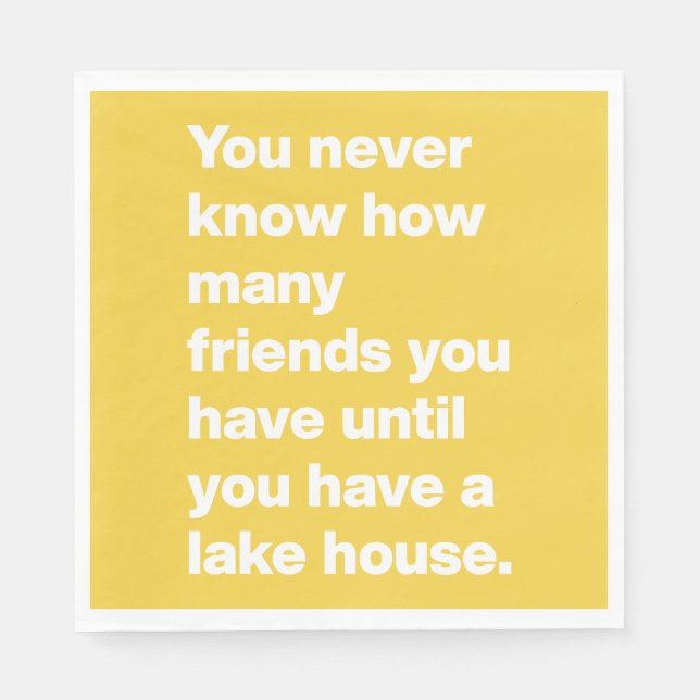 Serviette En Papier Funny Lake House Friends Citer Parti Jaune (Devant)