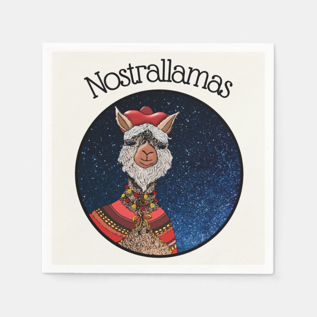 Serviette En Papier Funny Nostrallamas Nostradamus Llama Pun Halloween (Devant)