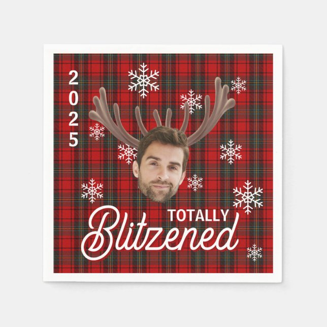 Serviette En Papier Funny Photo Face Blitzened Christmas Custom Gift (Devant)