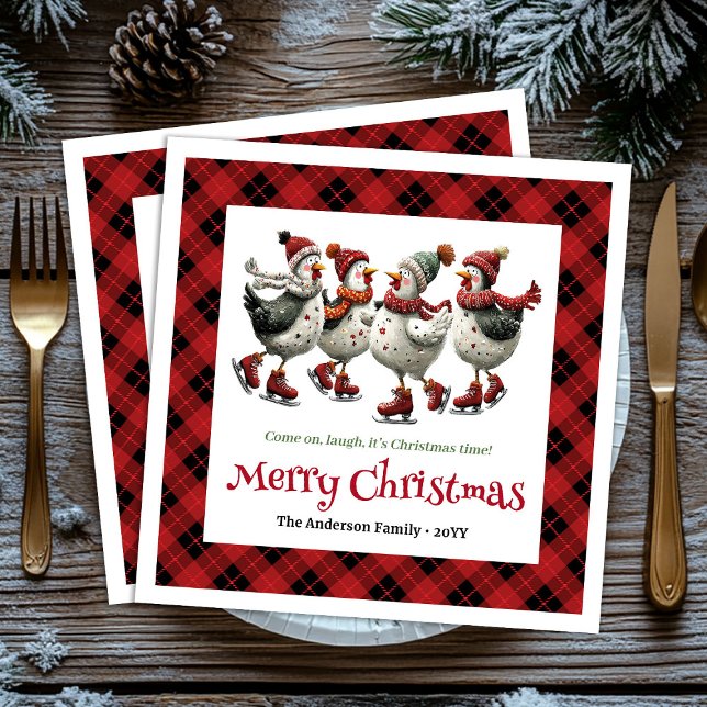 Serviette En Papier Funny quirky chickens napkins personalized Christm (Trendy Quirky Chickens Personalized Cartoon Style Christmas Napkins

)