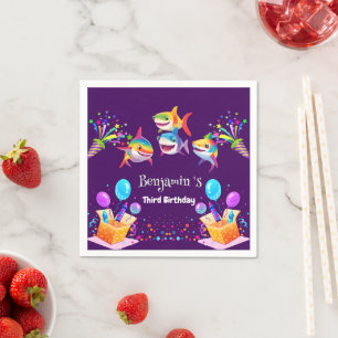 Serviette En Papier Funny rainbow shark anniversaire ballon garçons de