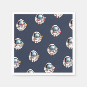 Serviette En Papier Fusée d'Homme Spatial Lune Anniversaire