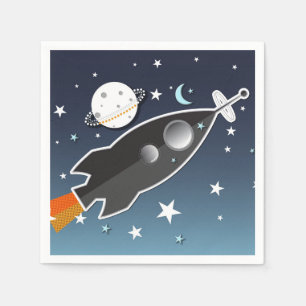 Serviette En Papier Fusée spatiale qui décolle pour une fête d'anniver