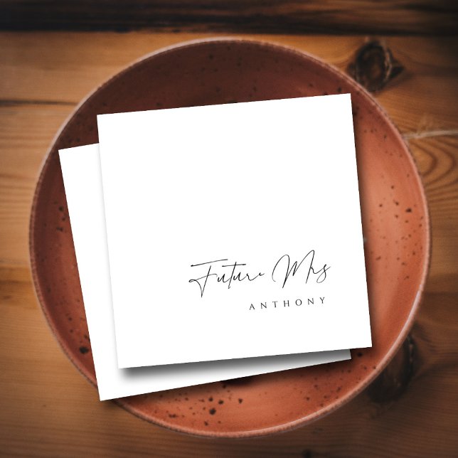 Serviette En Papier Futur Élégant Mariée | Réception de Mariage en Let (Elegant Future Mrs _ Hand Lettered Bridal Shower Napkin)