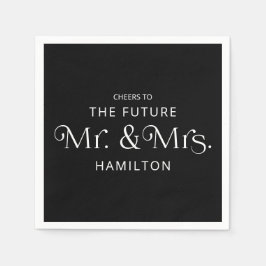 Serviette En Papier Futur M. et Mme Engagement Party Black